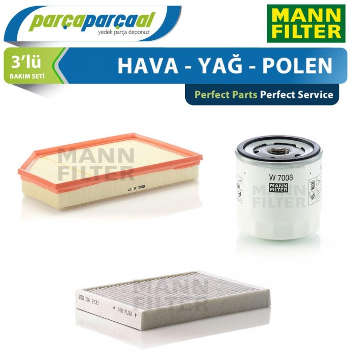 Mann Volvo S60 T3-T4 1.6 Benzinli 2010-2019 3'lü Bakım Seti Mann Volvo S60 T3-T4 1.6 Benzinli 2010-2019 3'lü Bakım Seti
